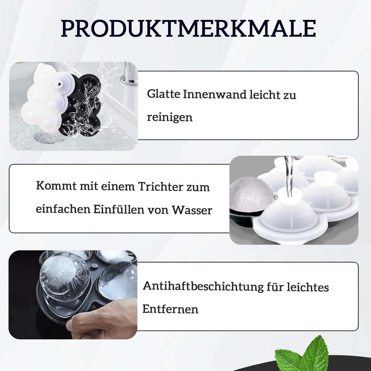 EISWÜRFELFORM 2er-Set Silikon 4.5 cm rund BPA-frei - Multicolor, Kunststoff (15/7.5/18cm)