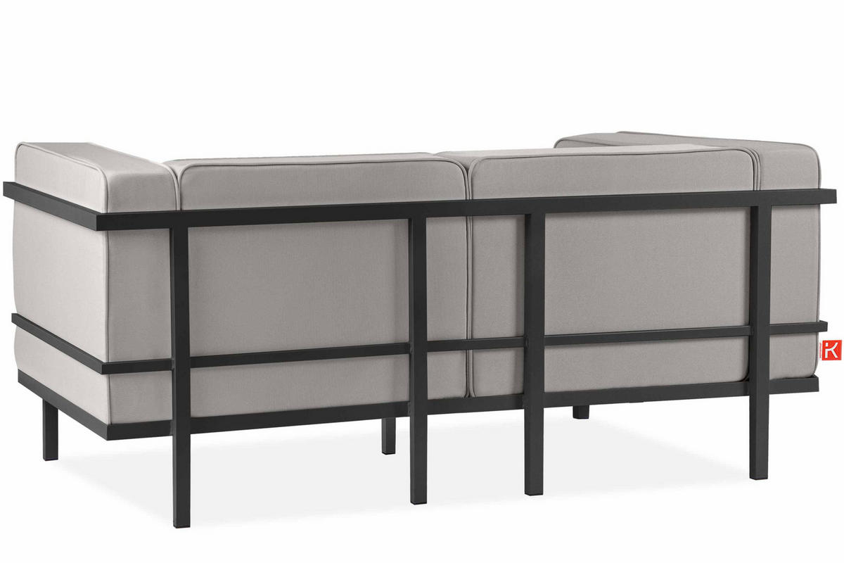 GARTENSOFA TRIGLO 2-Personen, Stahlrahmen, Modern, Dunkelgrau/Hellgrau - Dunkelgrau/Hellgrau, Textil/Metall (164/70/69cm) - KONSIMO®