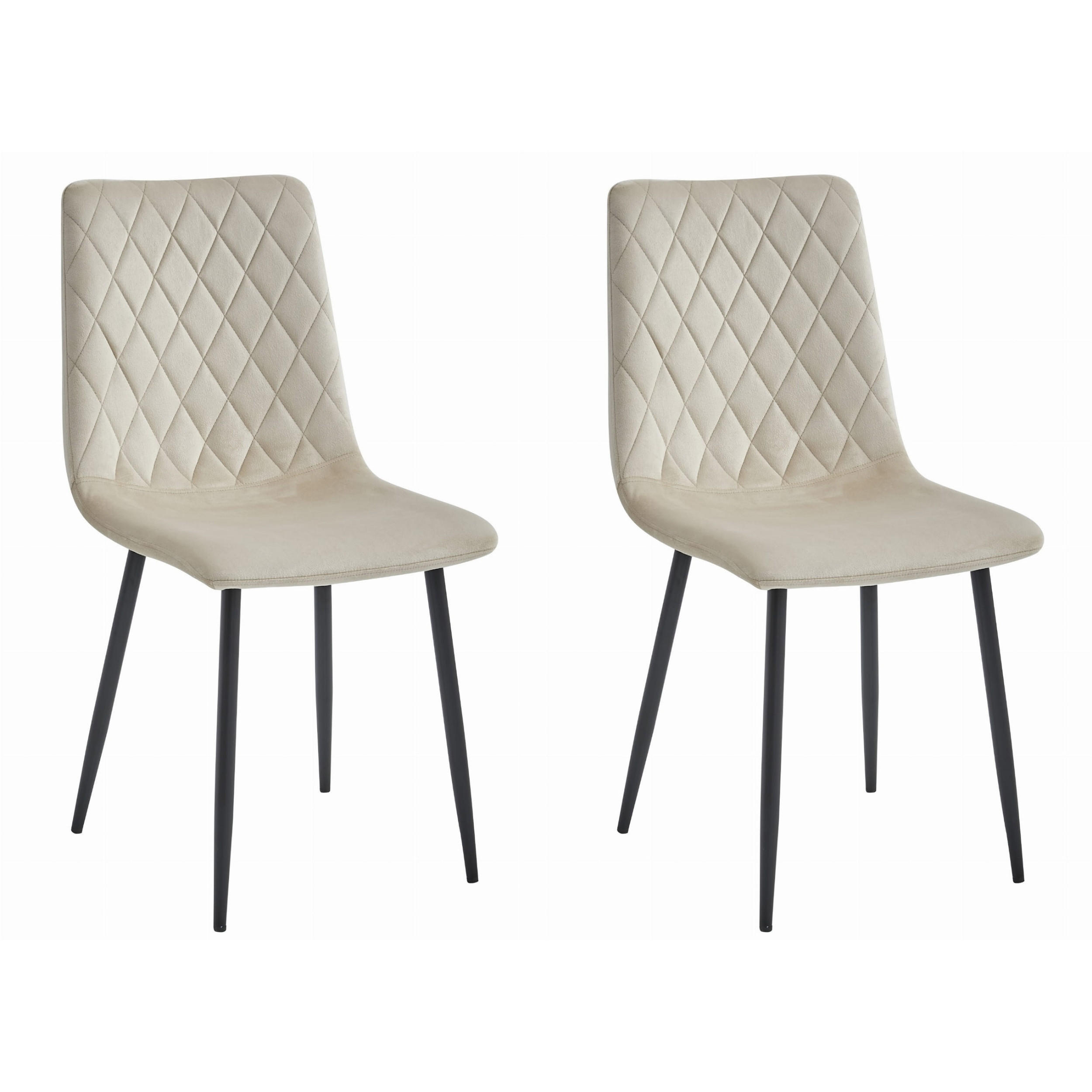 STUHL SCANNO 2-er Set, Beige, mit Samtstoff gepolstert - Beige, Textil/Metall (45/89/53cm) - Komodee