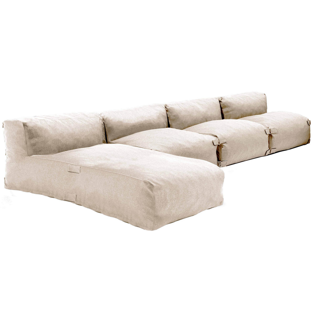 GARTENSOFA mit 4 Sitzplätzen, Sandfarbe - Beige, Textil - Oviala
