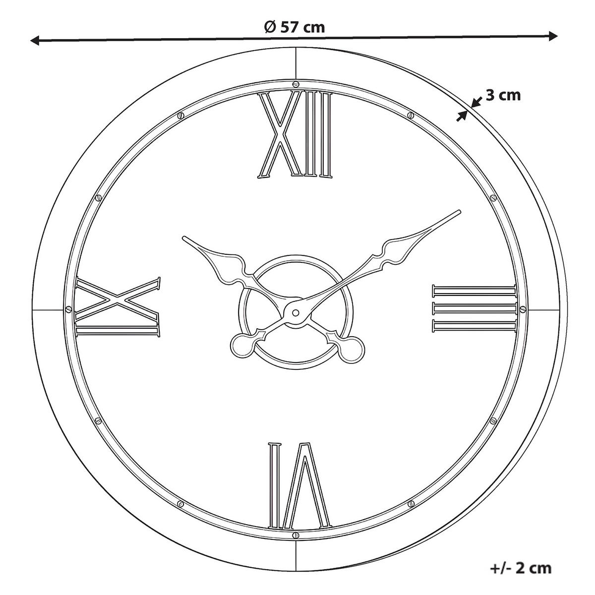 WANDUHR Silber/Braun Acacio - Silberfarben/Schwarz, Holzwerkstoff (57/57/3cm) - Beliani