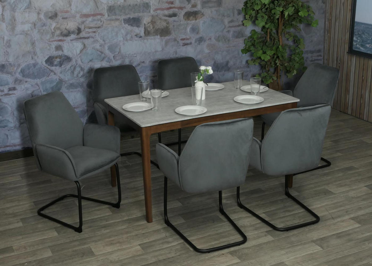 FREISCHWINGER Grau 6er-Set - Dunkelgrau/Grau, Textil (60/89/61cm) - MCW