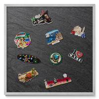 MAGNETTAFEL 50x50 cm Silberner Rahmen Steinwand Struktur - Schwarz, Metall (50/50/0.4cm) - TULUP