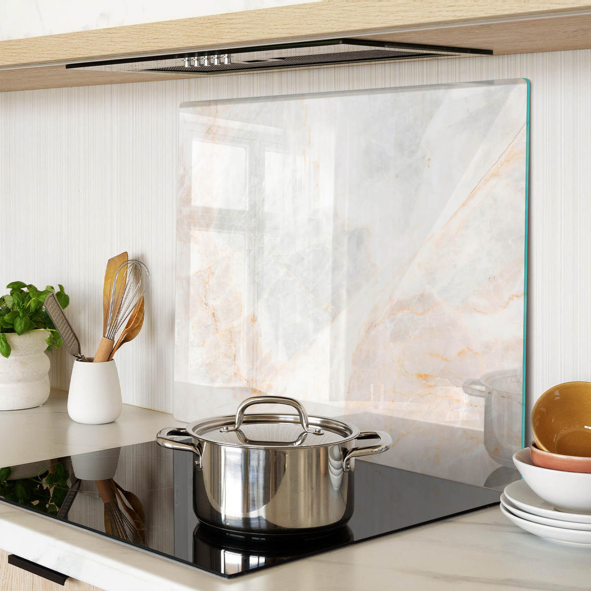 GLASPLATTE 60x52 cm Marmor - Beige, Glas (60/0.4/52cm) - TULUP