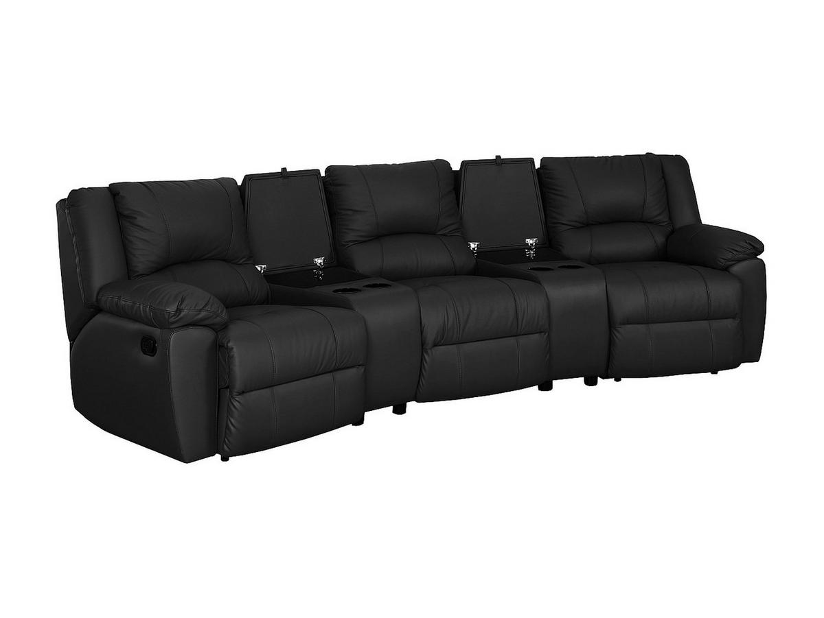 SOFAGARNITUR mit Relaxfunktion - 6 Personen - Leder - Schwarz - - Schwarz, Leder (201/97/95cm) - Vente-Unique