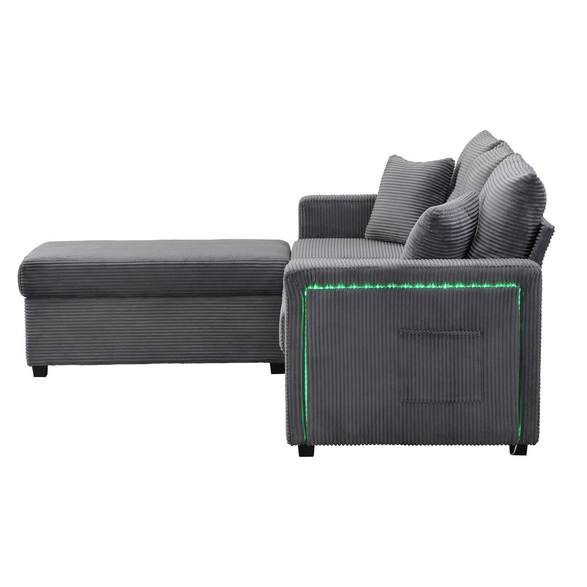 ECKSOFA 184/84,5/85,5 cm Antikgrau - Grau, Textil (84.5/184cm)