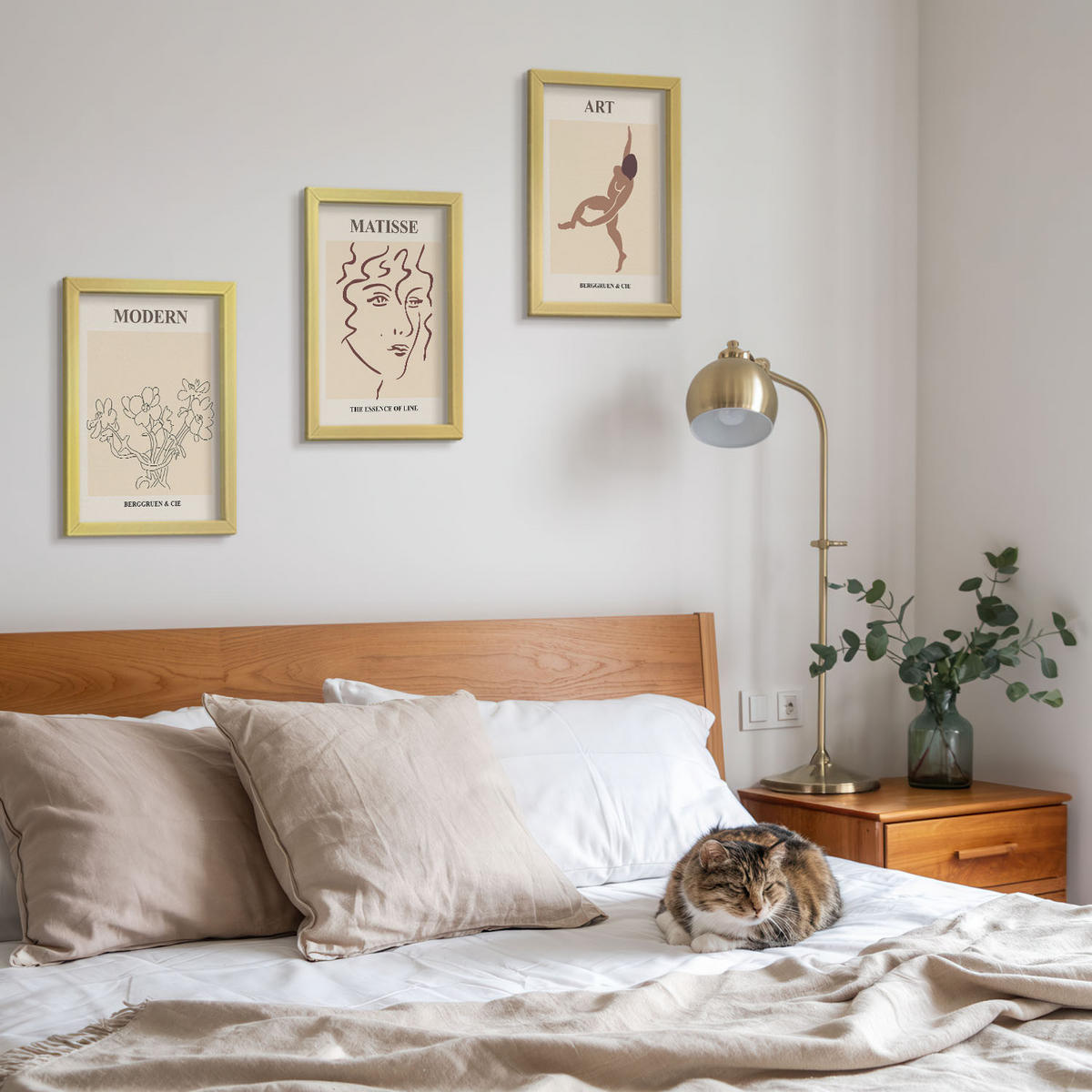 WANDBILDER 3er Set - 20x30 cm Goldrahmen - Stilvolle Grafiken, Blumen, Figuren - Goldfarben, Kunststoff (20/30cm) - ArtPrintCave