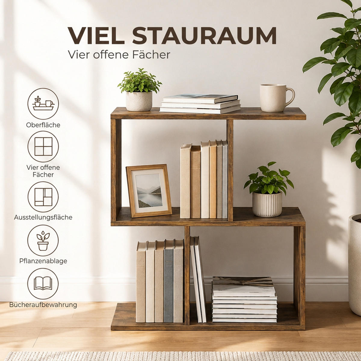 BEISTELLTISCH Spanplatte Rustikal-Braun - Braun, Holzwerkstoff (50/19.5/58cm) - HOMCOM