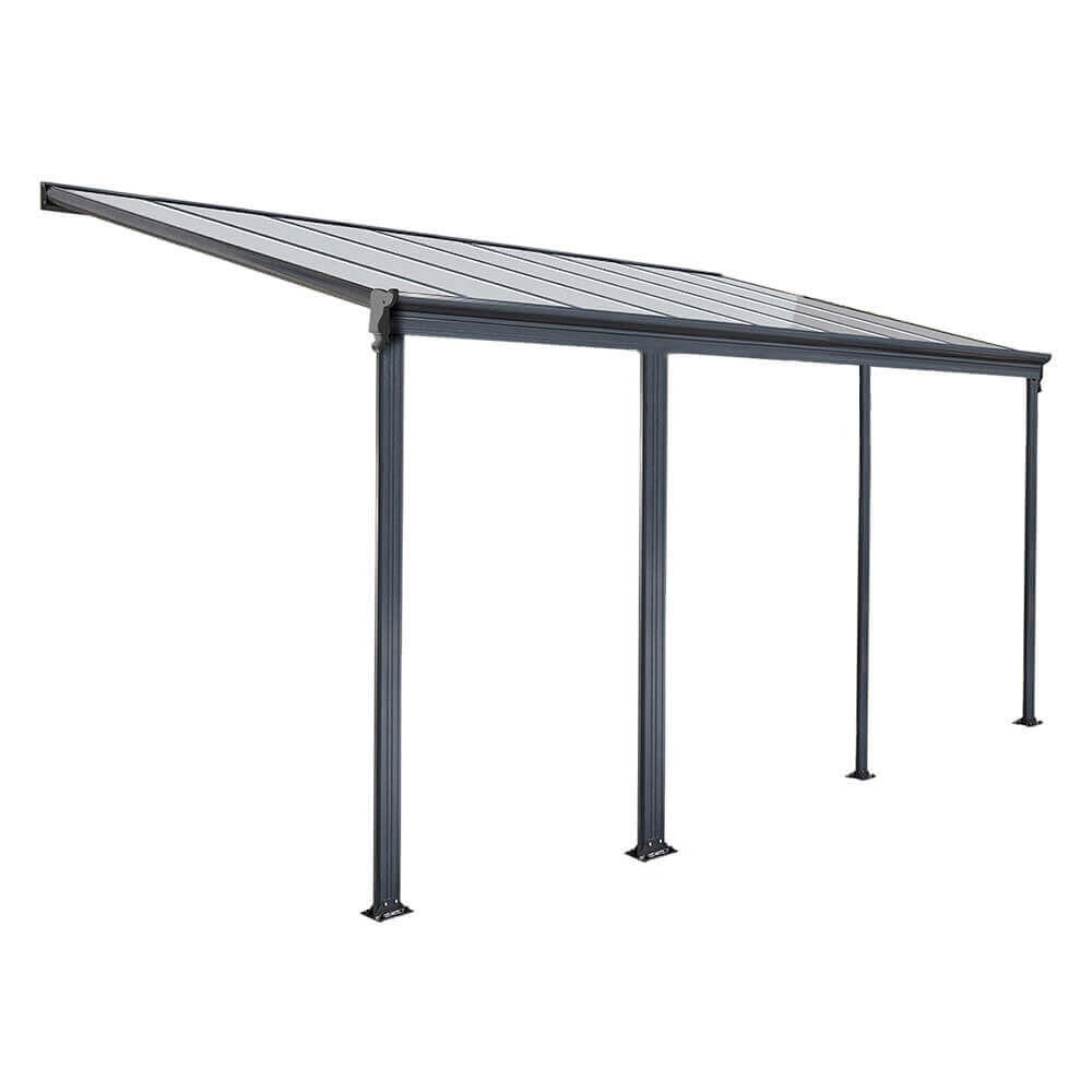 TERRASSENÜBERDACHUNG SOLIS - Farbe: Grau, Größe: 618 / 625 x 303 / 300 x 278 / 226 cm - Grau, Kunststoff (618/278/303cm) - Home Deluxe