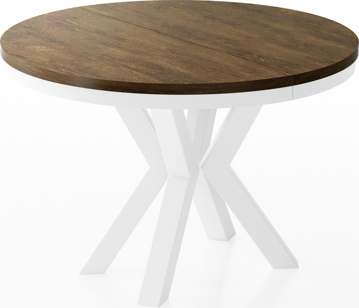 ESSTISCH Clara Weiß runder ausziehbarer, Lefkas Eiche 120-200/120/76 cm - Alteiche/Weiß, Holzwerkstoff/Metall (120/120/76cm) - WFL GROUP