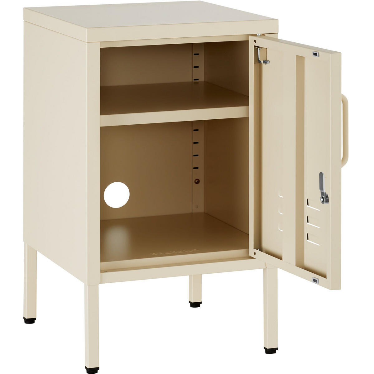 NACHTSCHRANK Baker, Kippschutz, höhenverstellbare Füße, creme - Creme, Metall (35/60.5/42.5cm) - tectake