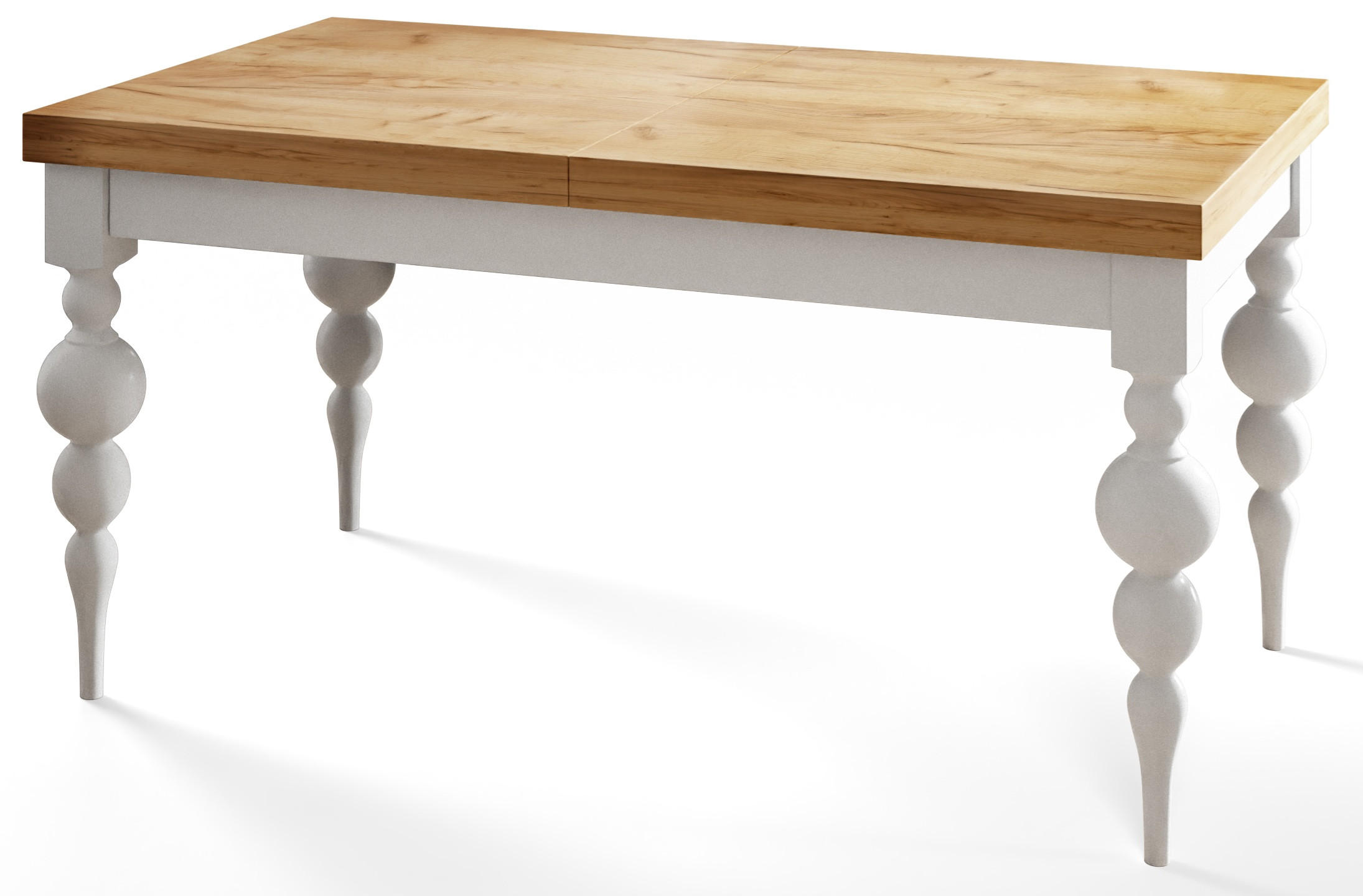 ESSZIMMERTISCH LENA, ausziehbarer Tisch 140-180X80X78,5 cm, Farbe: CRAFT, mit Tischbeinen in Farbe Weiß - Weiß/Braun, Holzwerkstoff (140/80/79cm) - Alpi-Möbel