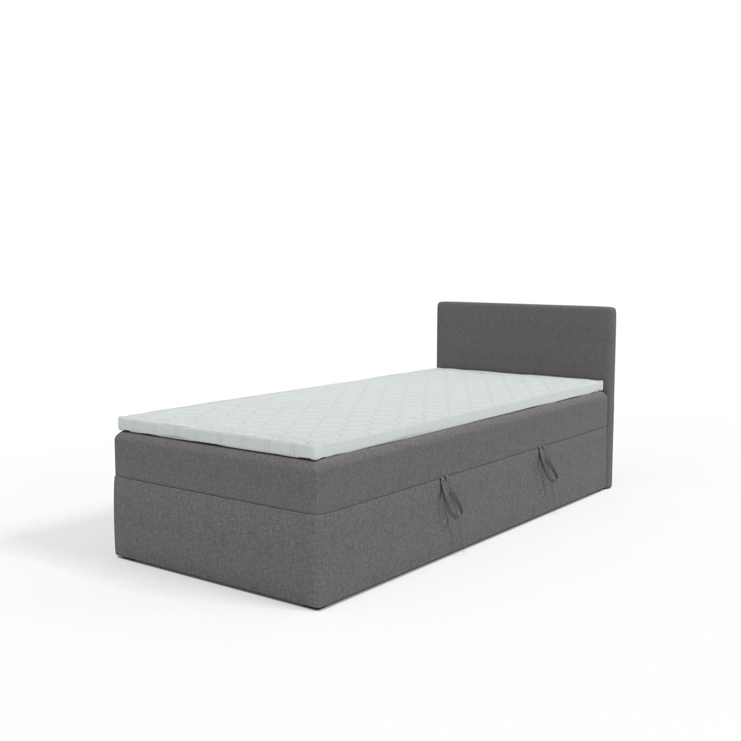 BOXBETT mit Bettkasten Menorca mini 100x200 cm, Grau - Grau, Textil (100/200cm) - Meblito