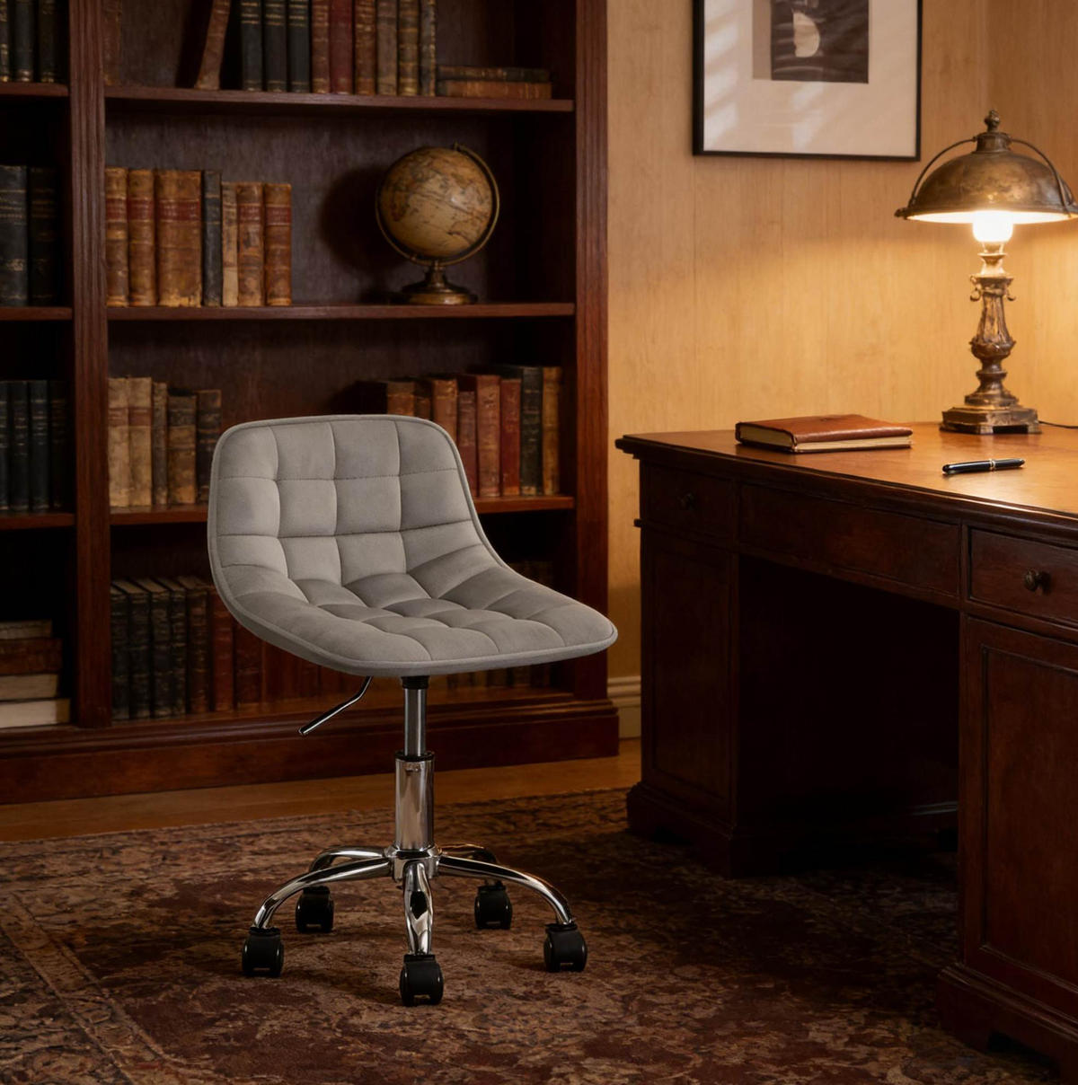 BÜROSTUHL höhenverstellbar drehbar Samt Light Grey - Hellgrau, Metall (43/67.5/43cm) - Meubliv