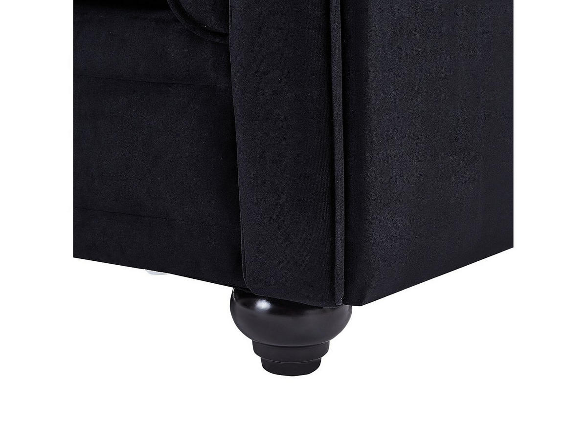 SOFA 2-Sitzer - Samt - Schwarz mit Knöpfen in Kristall-Optik - CHESTERFIELD - Schwarz, Textil (168/72/88cm) - Vente-Unique