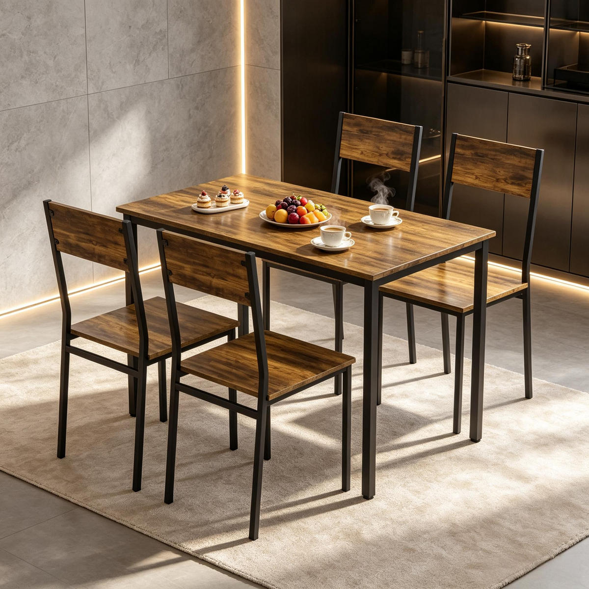 ESSGRUPPE DE-39314 108/60 cm Tisch mit 4 Stühlen Rustikalbraun - Braun, Holzwerkstoff (108/76/60cm) - ComfortXL