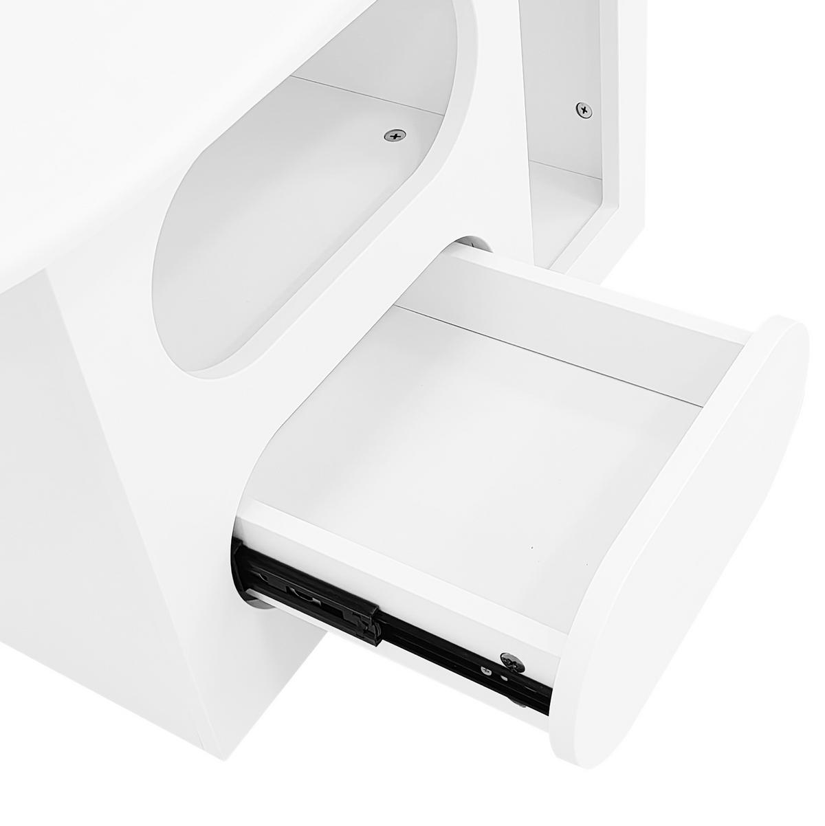 COUCHTISCH 97/45/43.5 cm in Weiß aus Spanplatte mit Schubladen und offenen Ablagefächern - Weiß, Holzwerkstoff (97/45/43.5cm) - OKMYHOME
