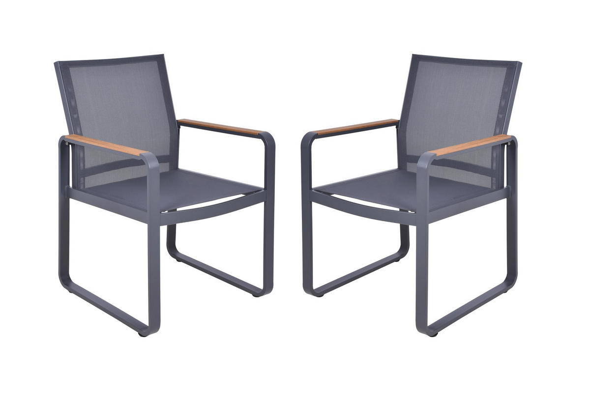 GARTENSTUHL 2er Set Ketil Gartenstühle - Anthrazit, Holz (56/85/60cm) - DELUKE