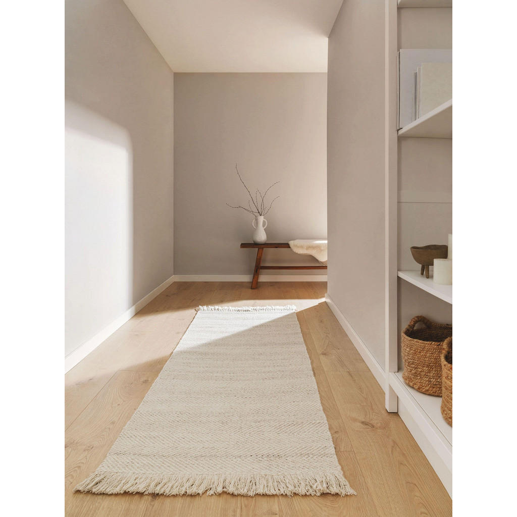 Thumbnail - benuta Pure Wollteppich-Läufer, Creme, Textil, Gestreift, Rechteckig, 70x200 cm, Gots, pflegeleicht, Teppiche & Böden, T...