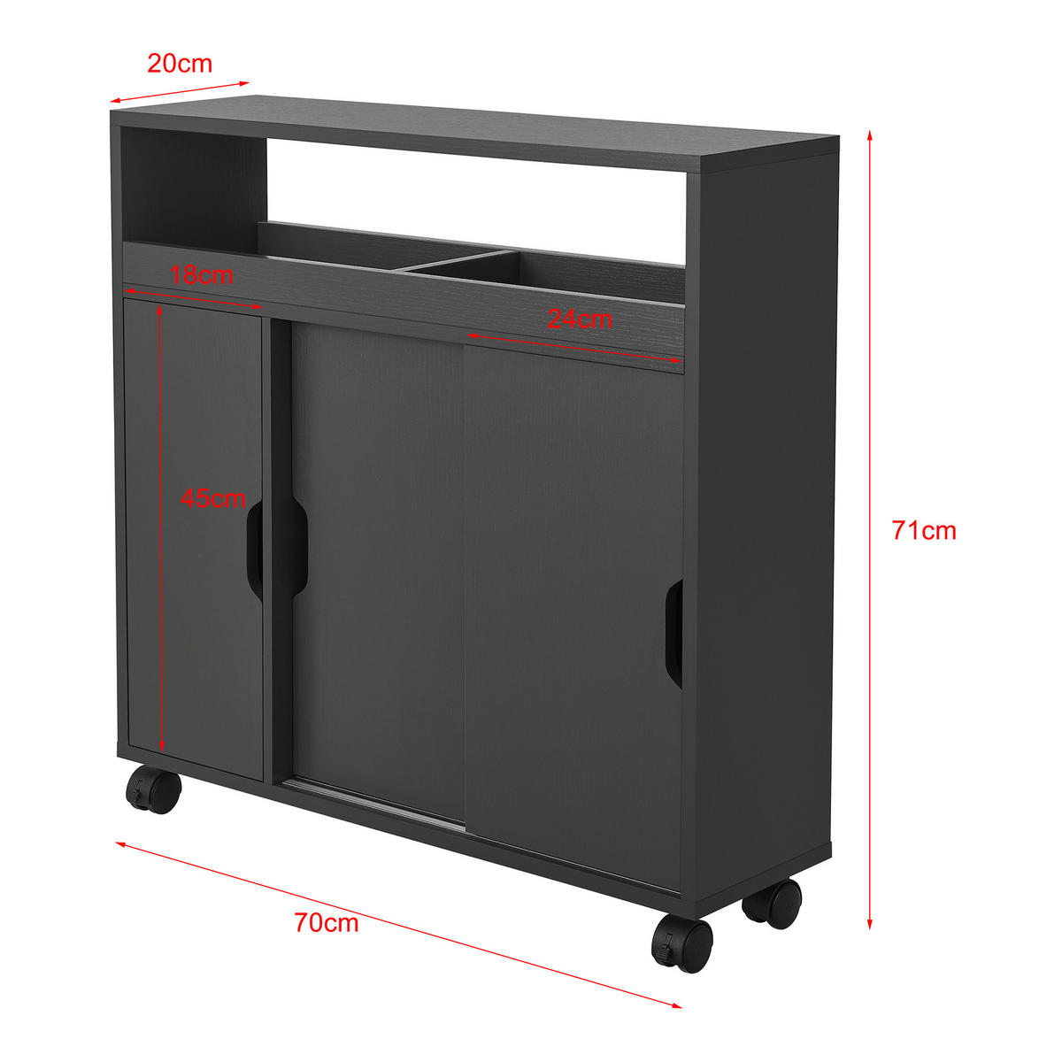 SEITENSCHRANK Lumijoki - Dunkelgrau, Holzwerkstoff (70/71/20cm) - [en.casa]