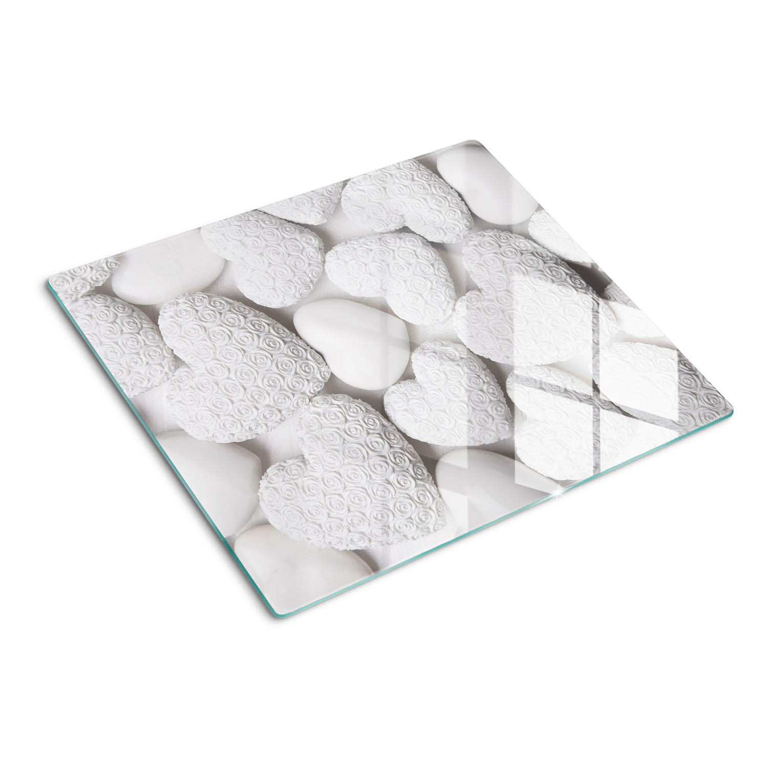 GLASPLATTE 60x52 cm Herzen - Weiß, Glas (60/0.4/52cm) - TULUP