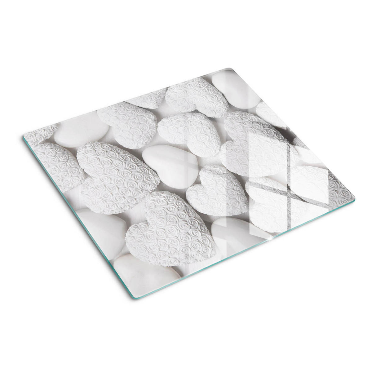 GLASPLATTE 60x52 cm Herzen - Weiß, Glas (60/0.4/52cm) - TULUP