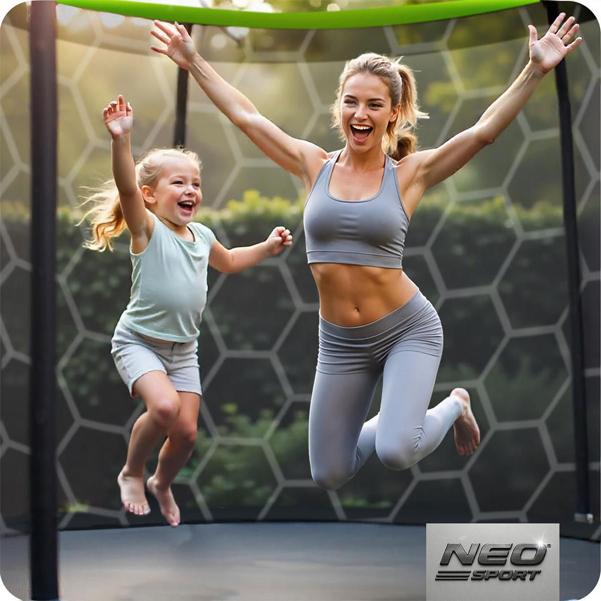 PROFILIERTES Gartentrampolin 10 ft/312 cm mit Innennetz - Grün, Metall (312/312cm)