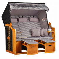 STRANDKORB XXL Ostsee 3Sitzer PE Schwarz - Braun/Grau, Metall (160/160/80cm) - Mr. Deko