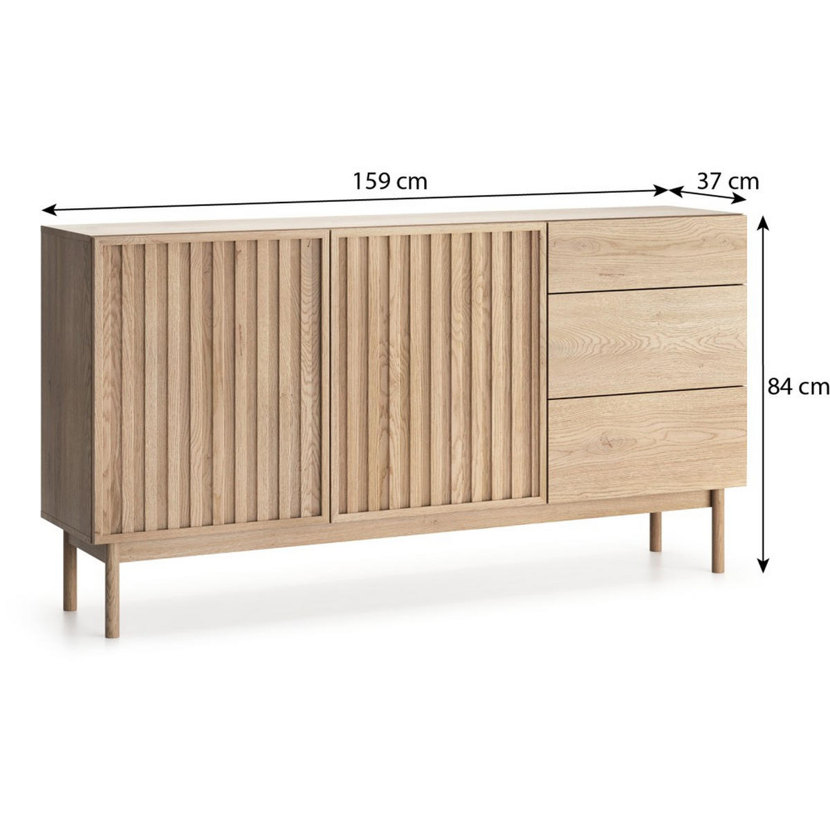 KOMMODE Sapporo mit 3 Schubladen und 2 Türen, eiche Cremona - Eichefarben, Holzwerkstoff (159/84/37cm) - Beautysofa