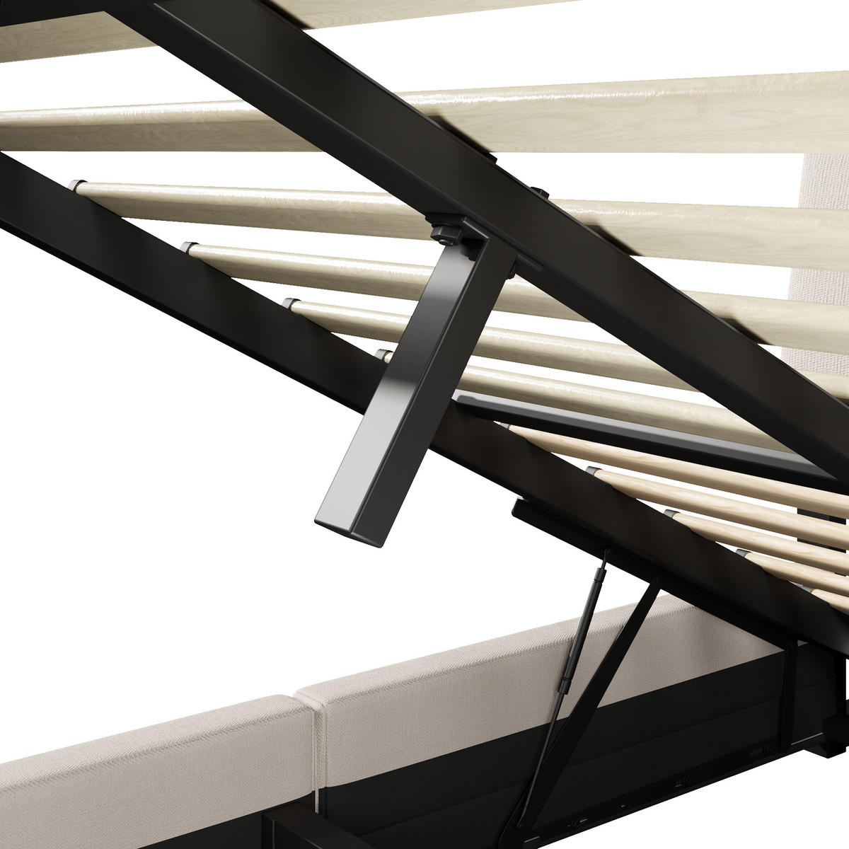 POLSTERBETT 140/200 cm in Beige mit Bettkasten, 2 Schubladen, LED, USB und Type-C Leinen - Beige, Holzwerkstoff/Textil (140/200cm) - STILVORA