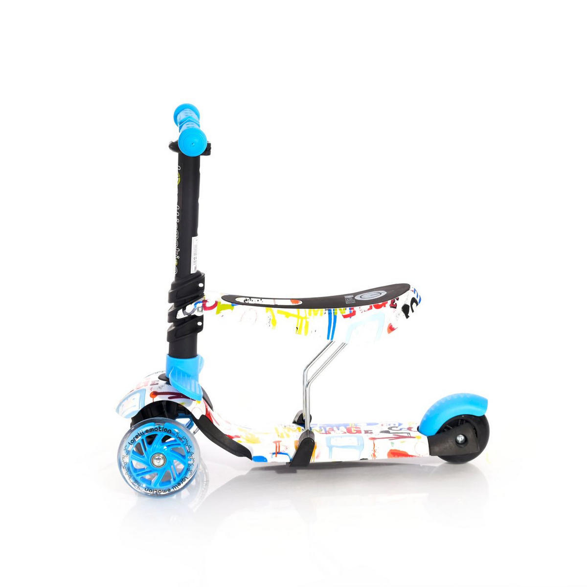 KINDERROLLER Laufrad Smart 2 in 1 hellblau Smart PU Räder leuchten klappbar verstellbar - Blau, Kunststoff (58/25/80cm) - Lorelli