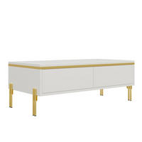 COUCHTISCH 100/50/36 cm Weiß aus Holzwerkstoff mit Schubladen beidseitig und Hochglanzoberfläche - Weiß, Holzwerkstoff (100/50/36cm) - OKWISH