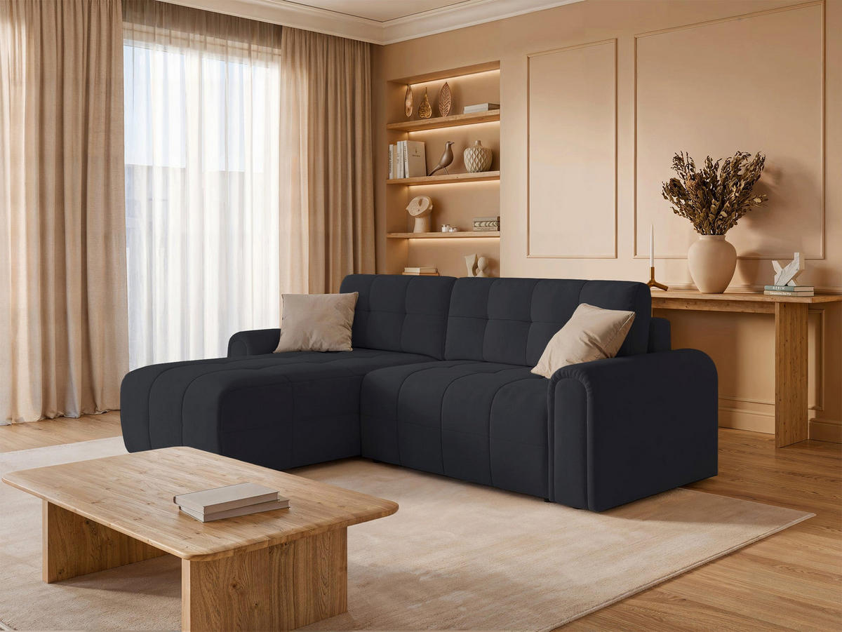 ECKSOFA Simolla Anthrazit links - Dunkelgrau/Schwarz, Kunststoff/Textil (268/180cm) - Selsey