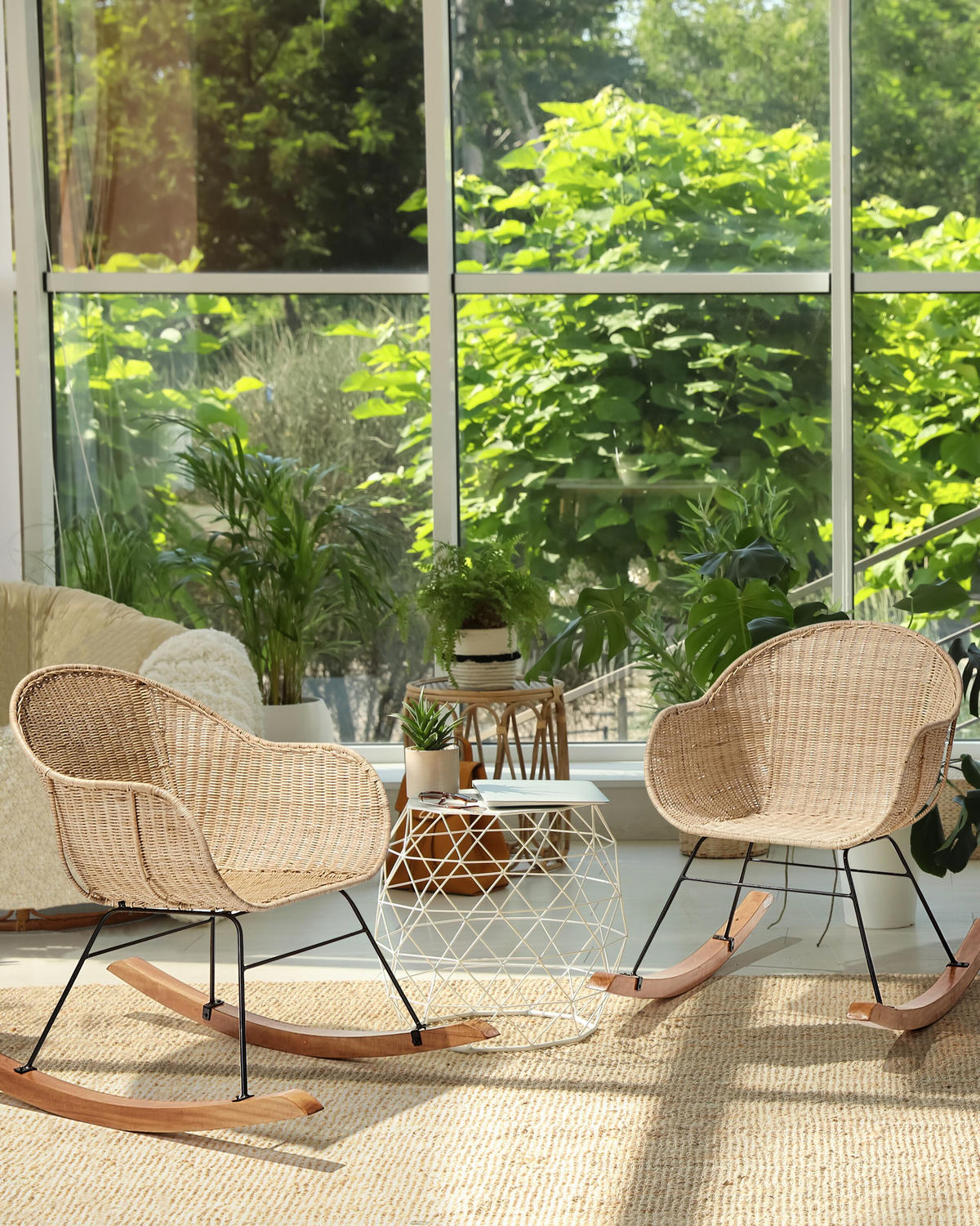 SCHAUKELSTÜHLE 2er Set Naturfarben Lavinio - Naturfarben, Naturmaterialen (61/80/98cm) - Beliani