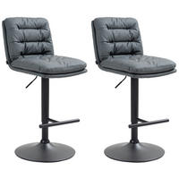 BARHOCKER 2er Set Diamant Kunstleder schwarz grau - Schwarz/Grau, Kunststoff/Metall (42/116/56cm) - TPFLiving