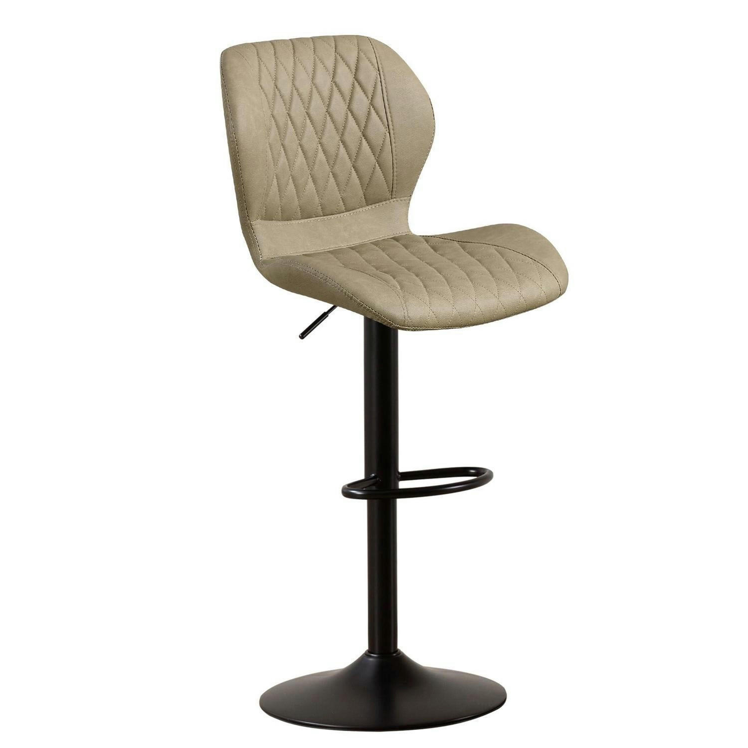 BARHOCKER mit Lehne, höhenverstellbar, PU-Kunstleder, Khaki - Beige, Kunststoff (46.5/111/38cm)