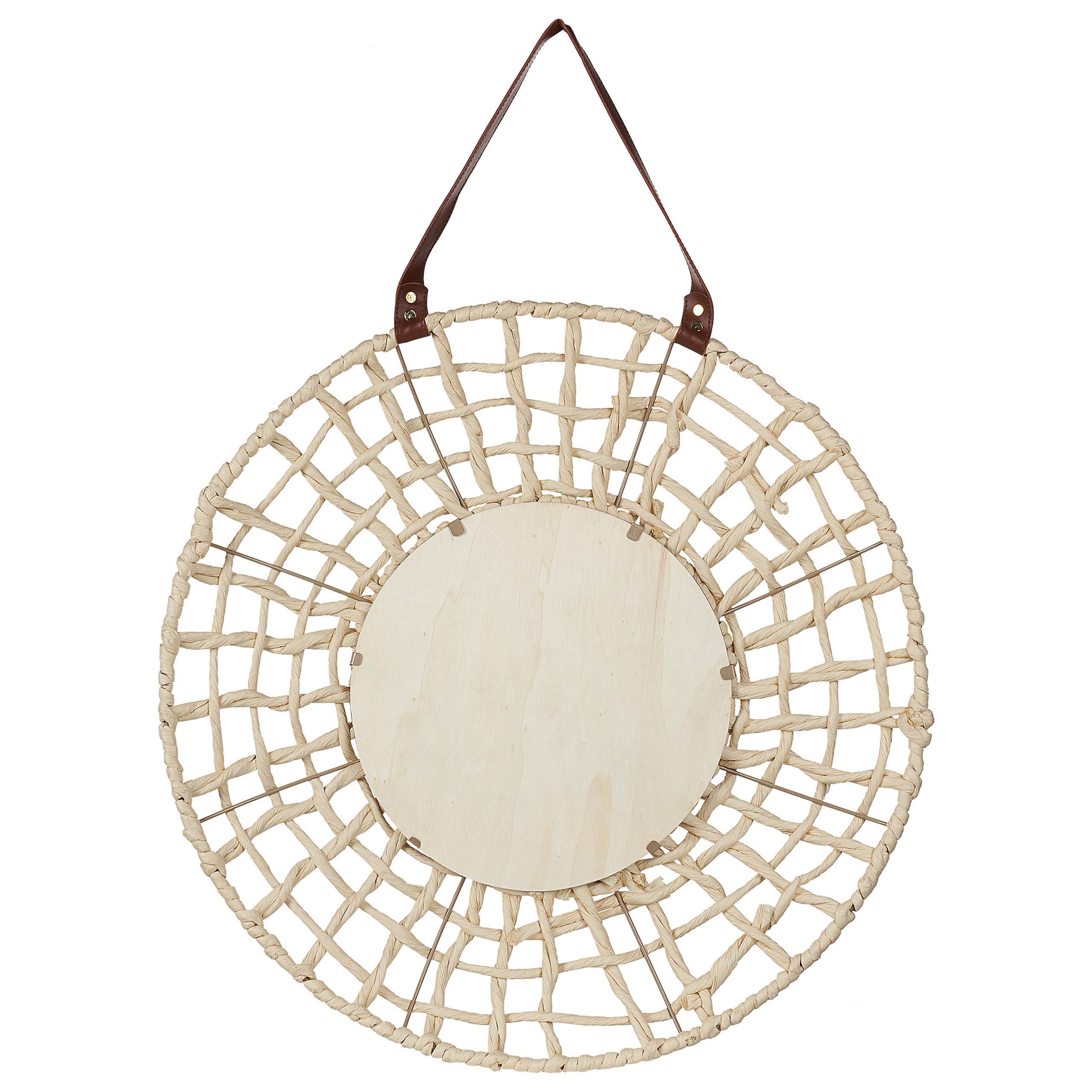 WANDSPIEGEL Papiergeflecht natürlich rund 60 cm Palaci - Beige/Naturfarben, Naturmaterialen (60/60/6cm) - Beliani
