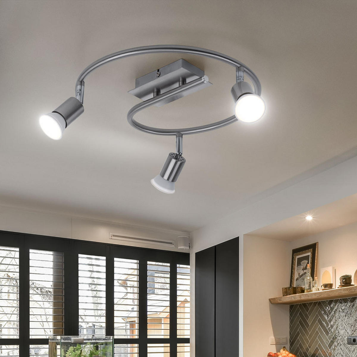 DECKENLEUCHTE Spotrondell Silber gebürstet - Silberfarben, Metall (50/50/17cm) - Esto