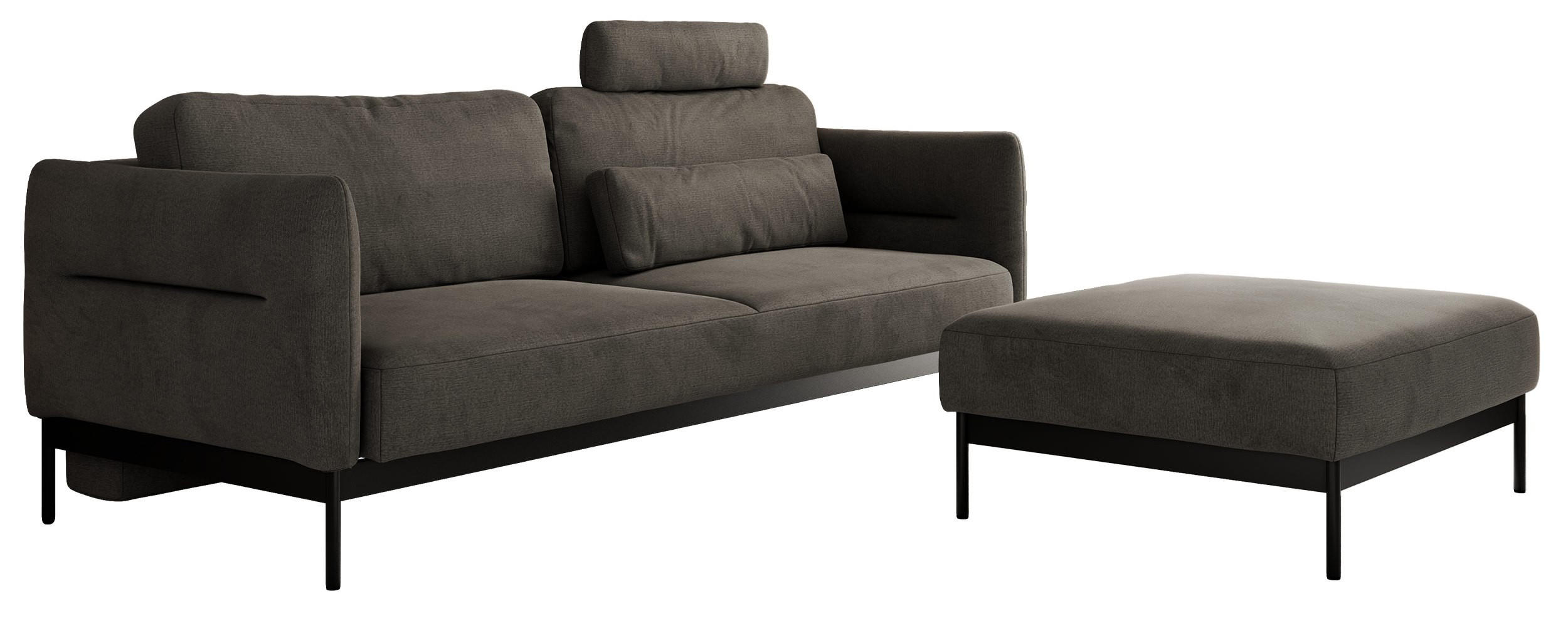 SCHLAFSOFA SALENTO Dunkelgrau Velvet - Dunkelgrau/Schwarz, Textil/Metall (221/82/193cm) - MKS