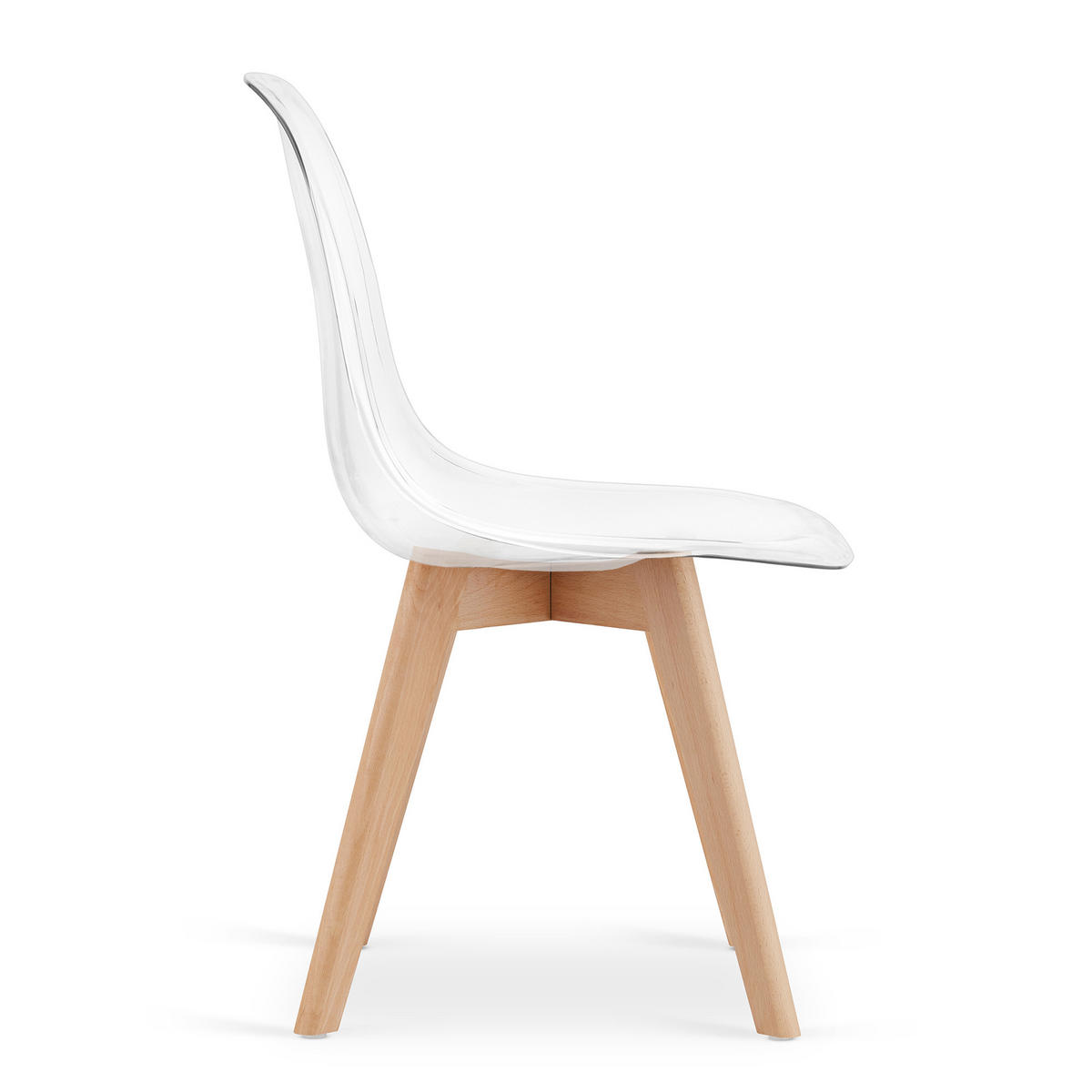 ESSZIMMERSTUHL 2-er Set KITO transparenter Sitz, natürliche Beine - Transparent/Naturfarben, Kunststoff (46/80/54.5cm) - Valora