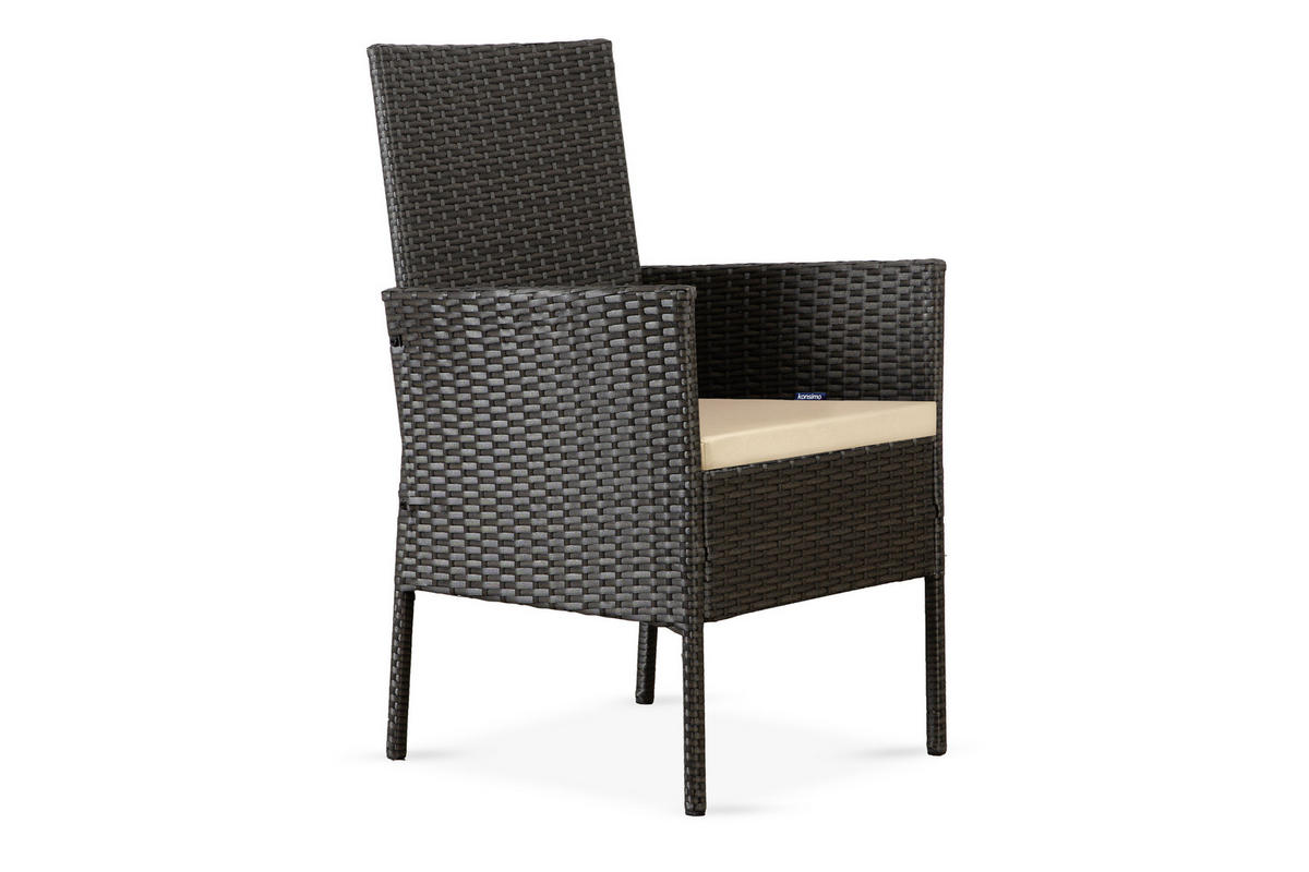 GARTENGARNITUR SCILLOS Tisch und Stühle 7-tlg, braun beige - Beige/Braun, Kunststoff - KONSIMO®