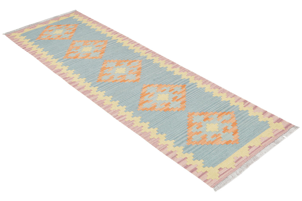 HANDWEBTEPPICH Kelim Gashgai Blau 194/57 cm Schurwolle - Blau, Textil (57/194cm) - Looma