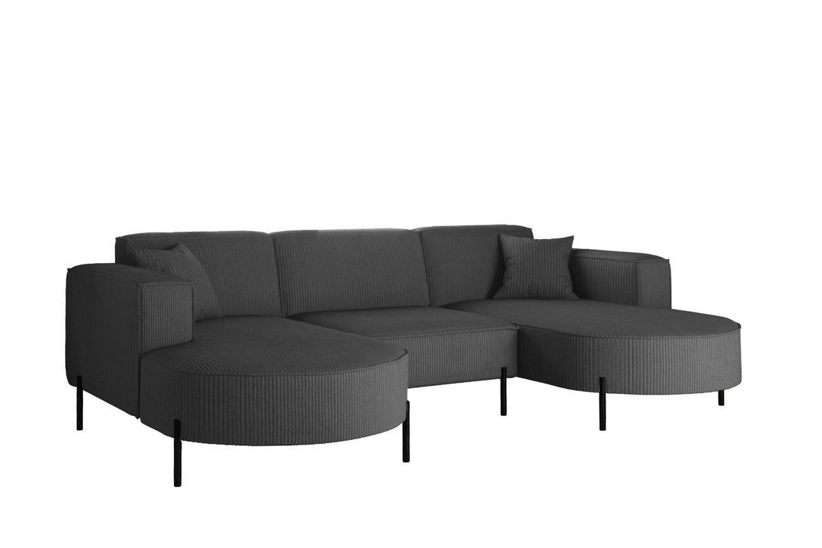 ECKSOFA Designer Modena U Rein stoff Poso Graphit - Graphitfarben, Holz (165/299cm) - Kaiser Möbel