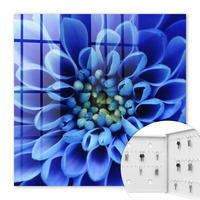 SCHLÜSSELBOX Weiß 30x30 cm – Türöffnung nach rechts - Blaue Blume - Blau, Metall (30/30/5cm) - TULUP