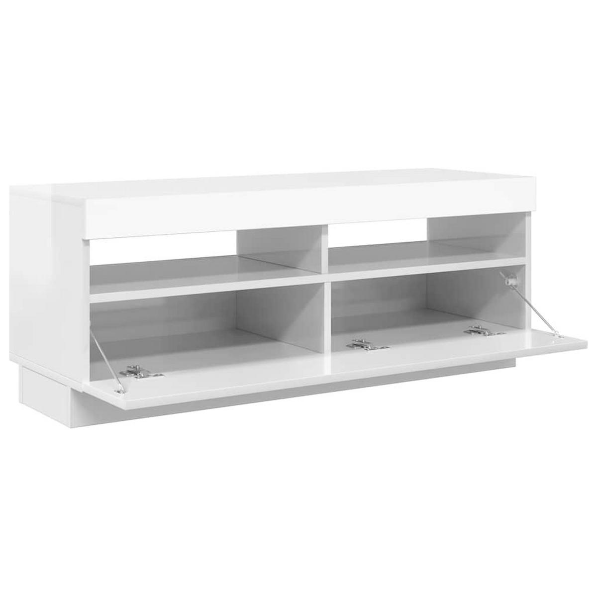 TV-SCHRANK Mit Led-Leuchten Hochglanz-Weiß 100/35/40 Cm - Weiß, Holz (100/40/35cm) - vidaXL