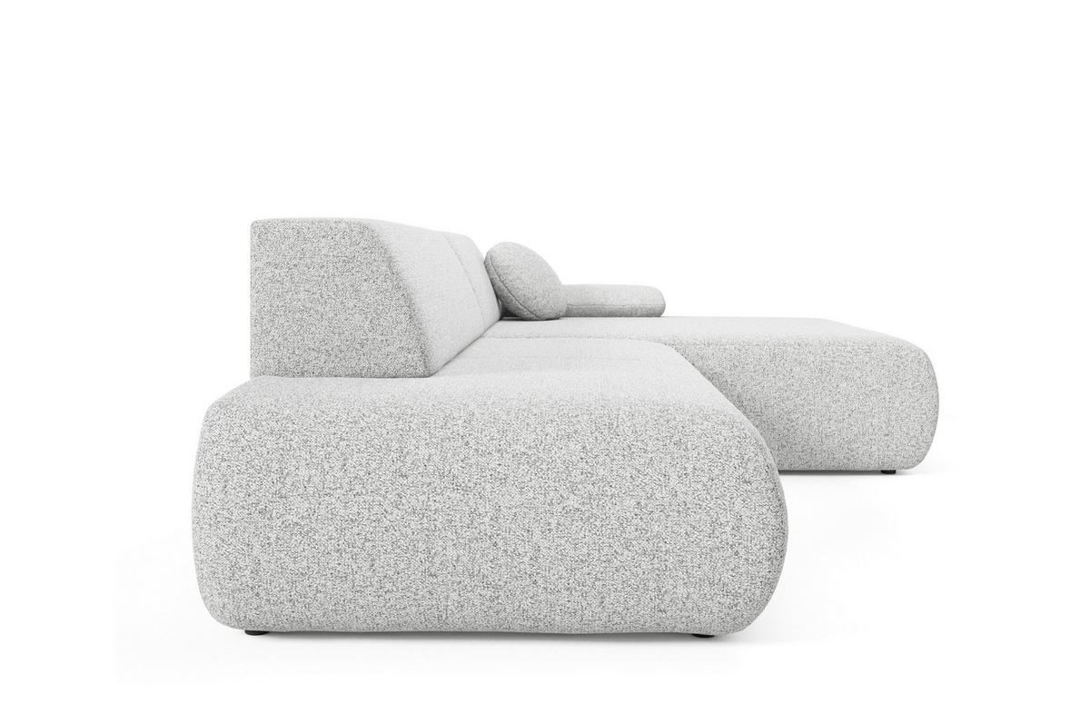 ECKSOFA DELTA R-S Hellgrau Geflochtener Stoff mit Schlaffunktion - Hellgrau, Holz (286/173.5cm) - MASSENO