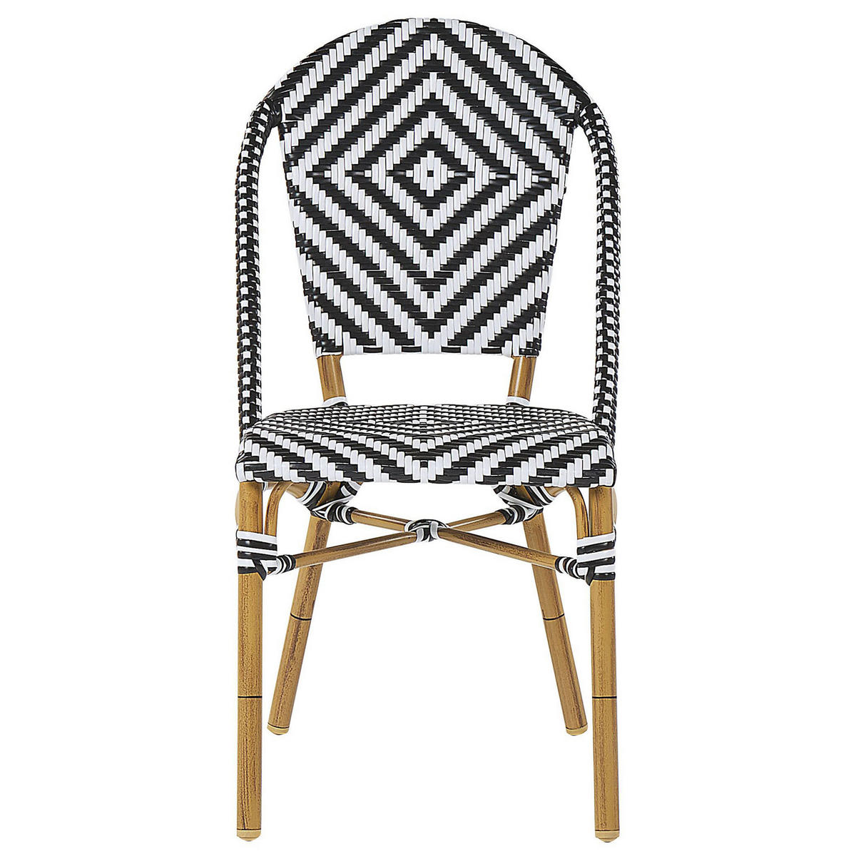 STUHL 4er-Set PE Rattan schwarz/weiß Rifreddo - Schwarz/Weiß, Kunststoff (46/88/55cm) - Beliani