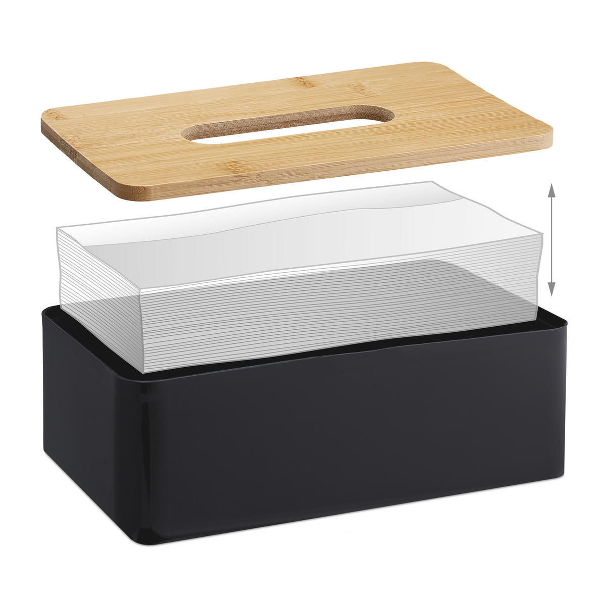 TÜCHERBOX - Multicolor, Holz/Kunststoff (14/26/10cm) - Relaxdays