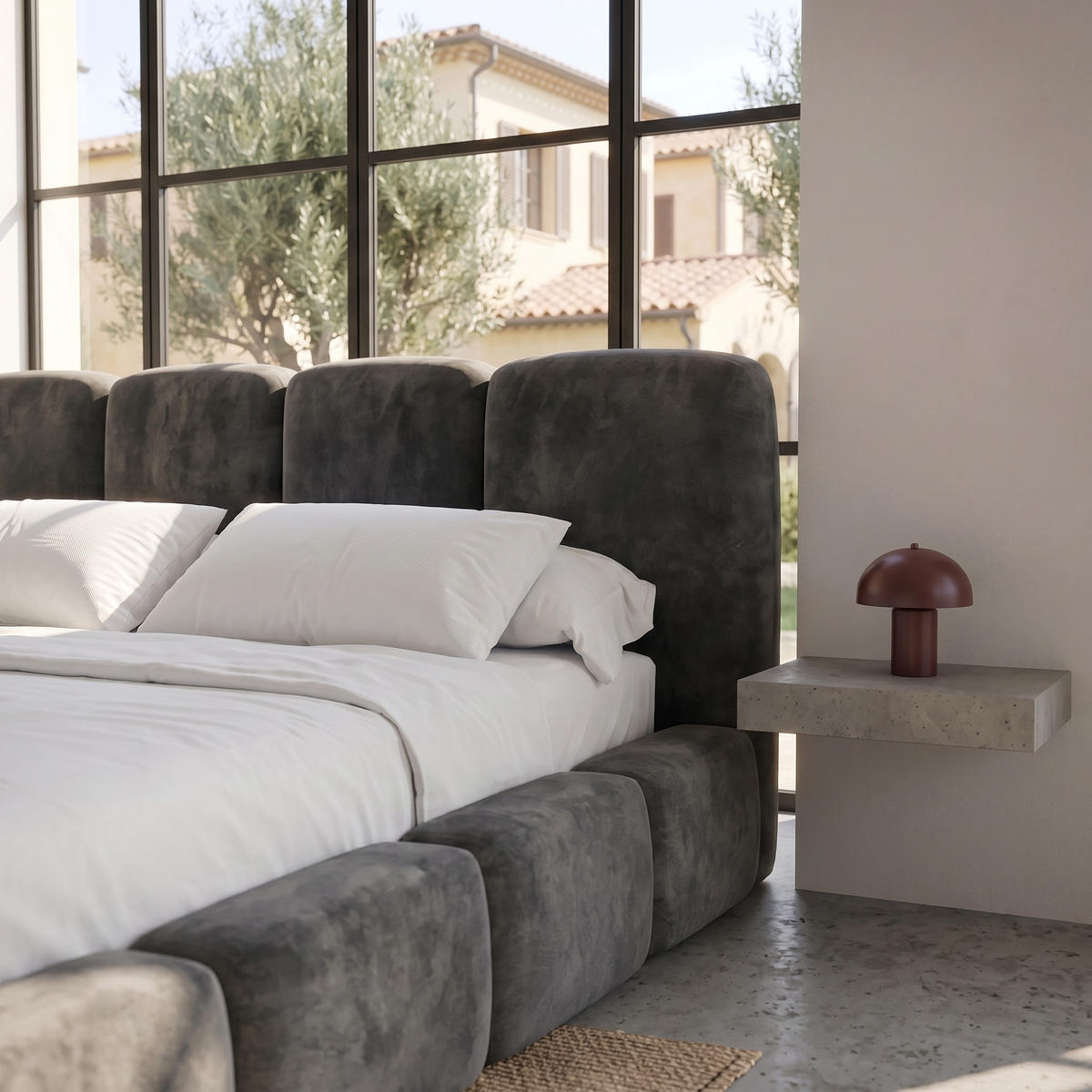 POLSTERBETT SUENO MAXI 140x200 cm in Grau, gepolstertes Kopfteil, Metalllattenrost, Bettkasten, Velour-Stoff - Naturfarben/Grau, Holz/Textil (140/200cm) - Muffo