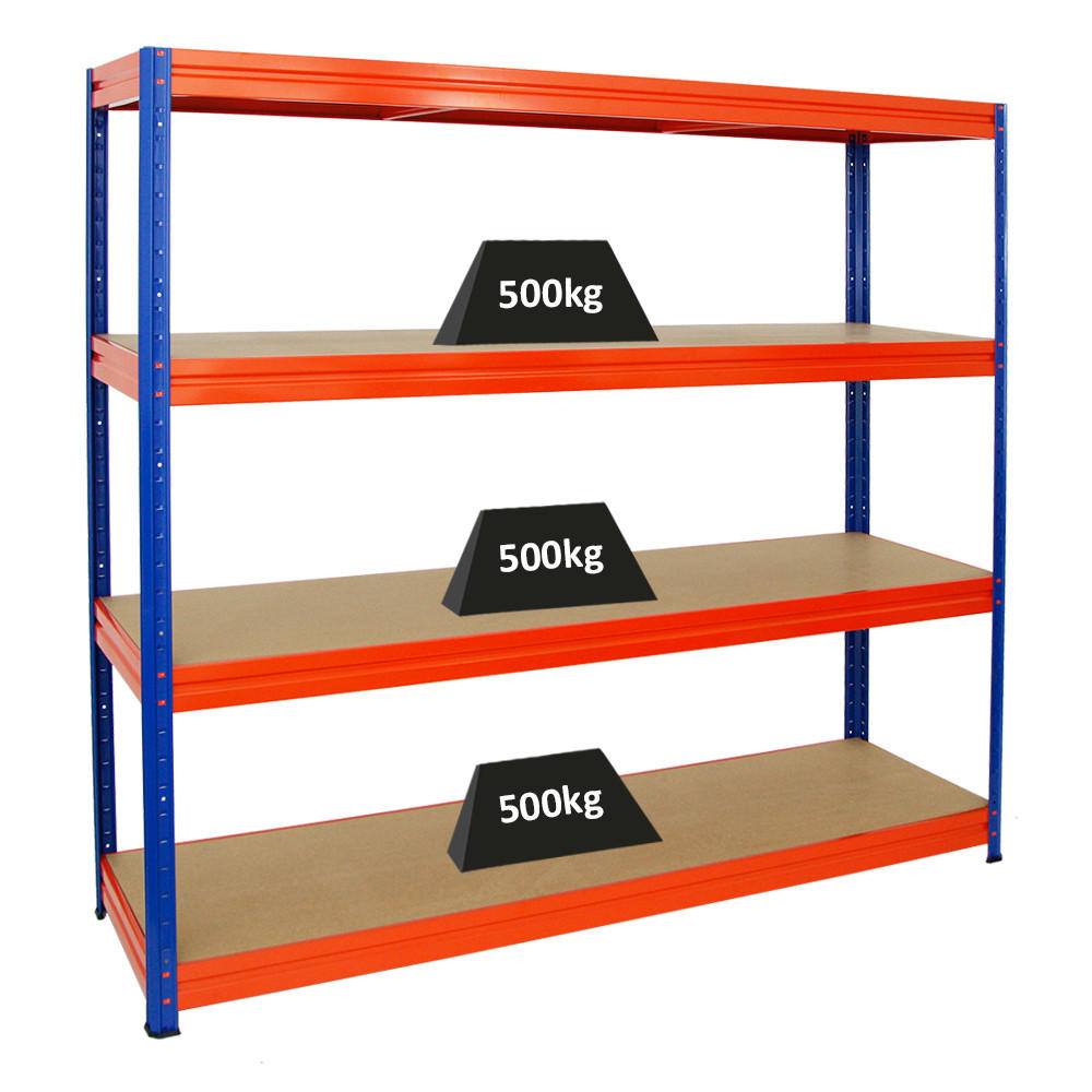 SCHWERLASTREGAL Dino 180x200x60 cm Fachlast 500 kg Blau/Orange - Orange, Metall (200/180/60cm) - PROREGAL